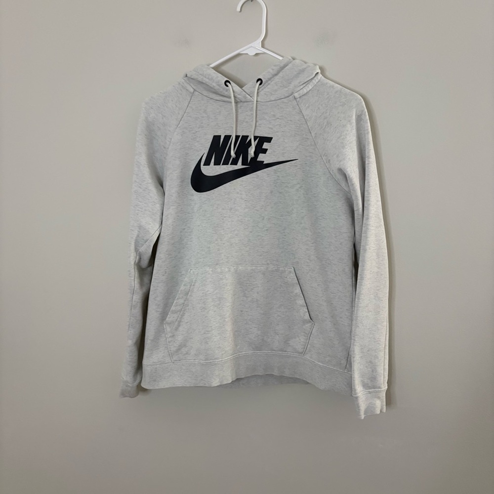 Nike Gray Hooded sweatshirt Black Logo Womens Small Fits XS